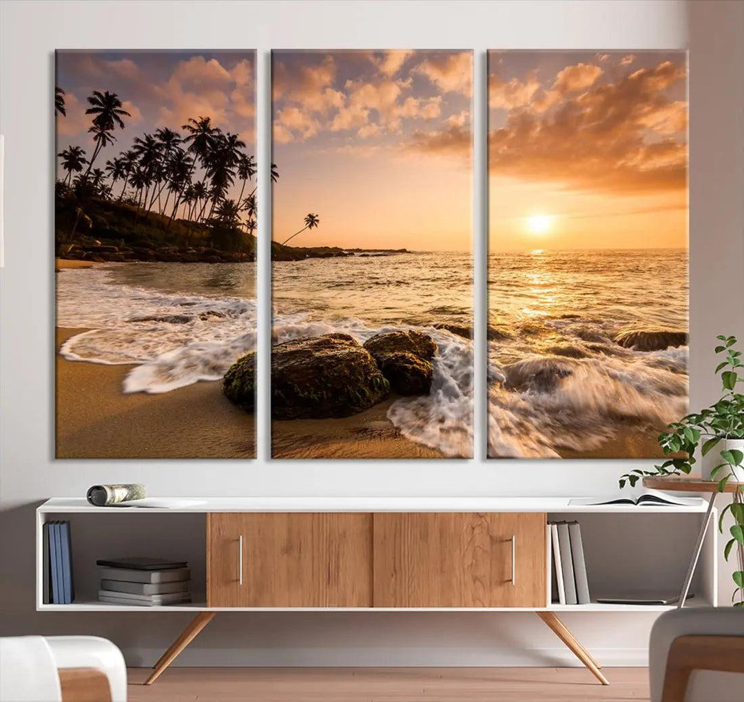 Tropical Island and Sunset Landscape Giclee Print Large Canvas Wall Art