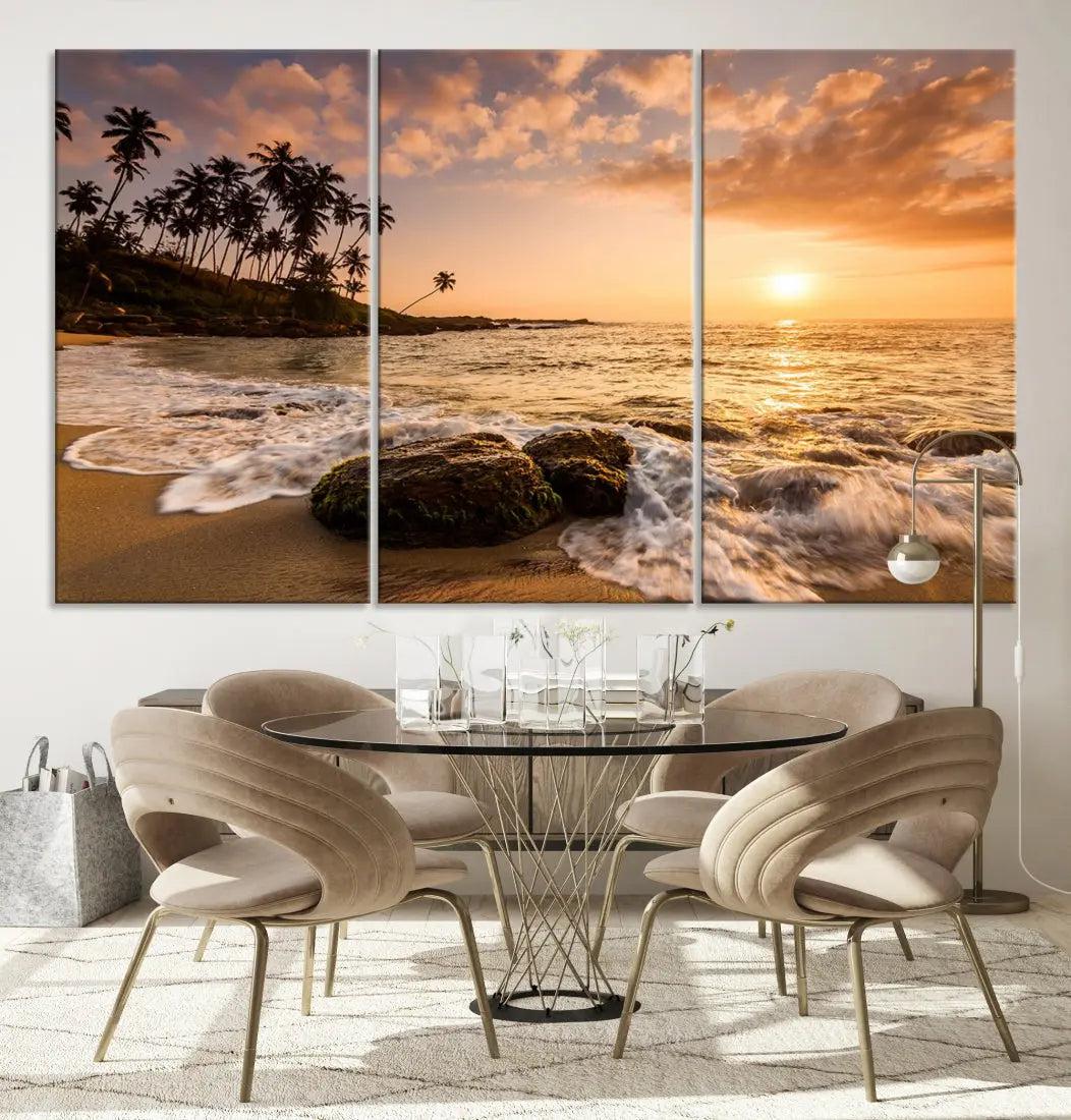 Tropical Island and Sunset Landscape Giclee Print Large Canvas Wall Art