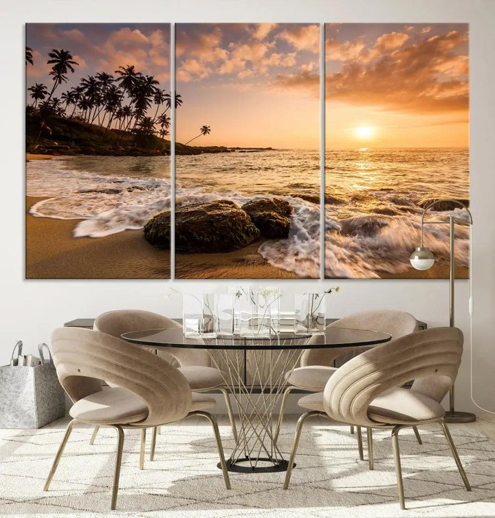 Tropical Island and Sunset Landscape Giclee Print Large Canvas Wall Art