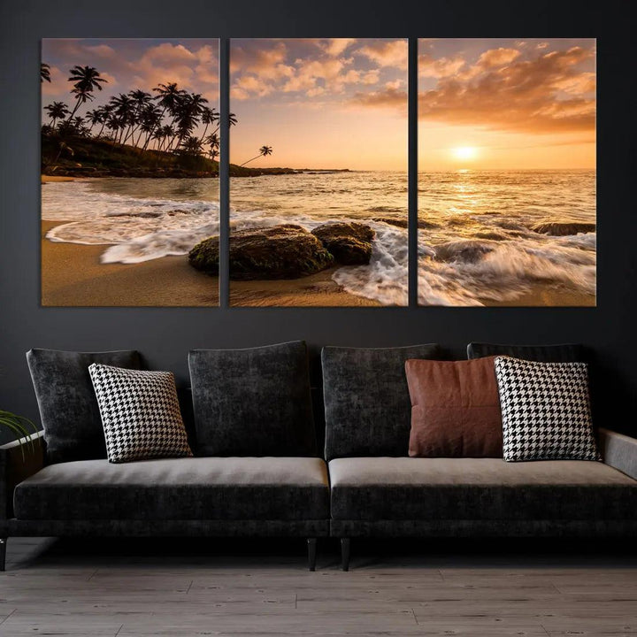 Tropical Island and Sunset Landscape Giclee Print Large Canvas Wall Art