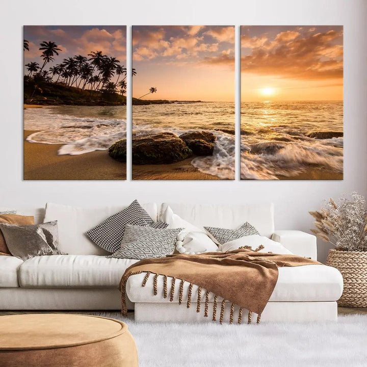 Tropical Island and Sunset Landscape Giclee Print Large Canvas Wall Art