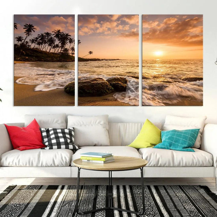 Tropical Island and Sunset Landscape Giclee Print Large Canvas Wall Art