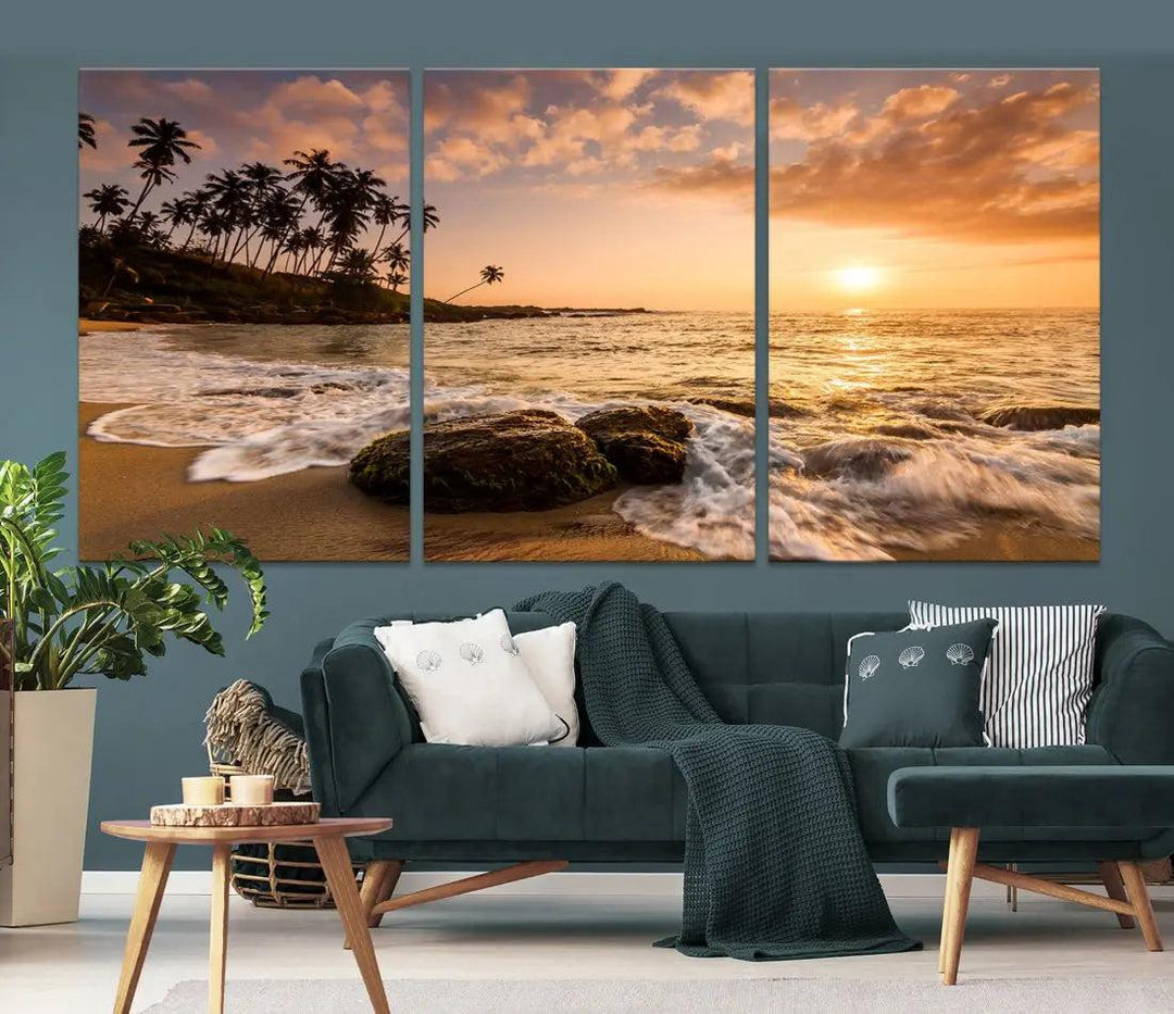 Tropical Island and Sunset Landscape Giclee Print Large Canvas Wall Art