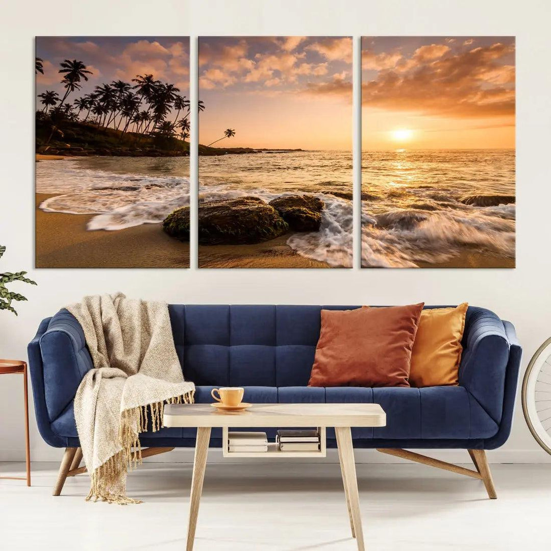 Tropical Island and Sunset Landscape Giclee Print Large Canvas Wall Art