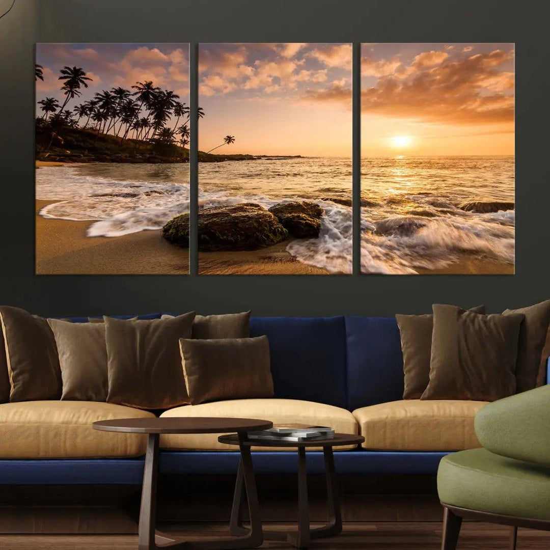 Tropical Island and Sunset Landscape Giclee Print Large Canvas Wall Art