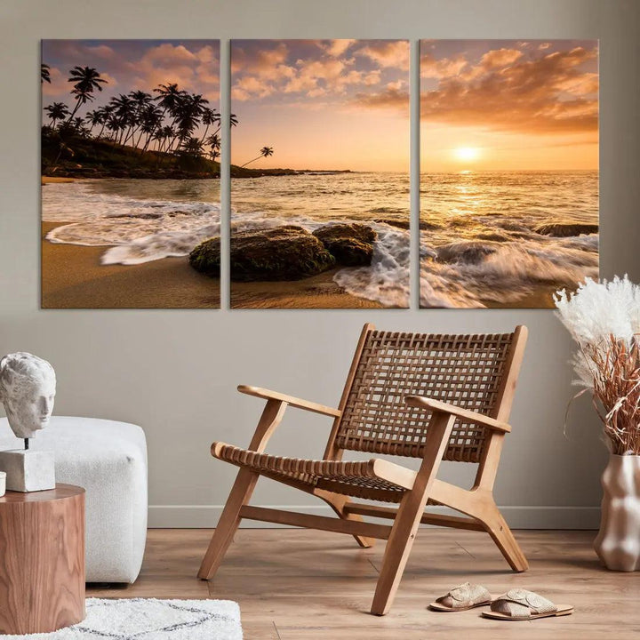 Tropical Island and Sunset Landscape Giclee Print Large Canvas Wall Art