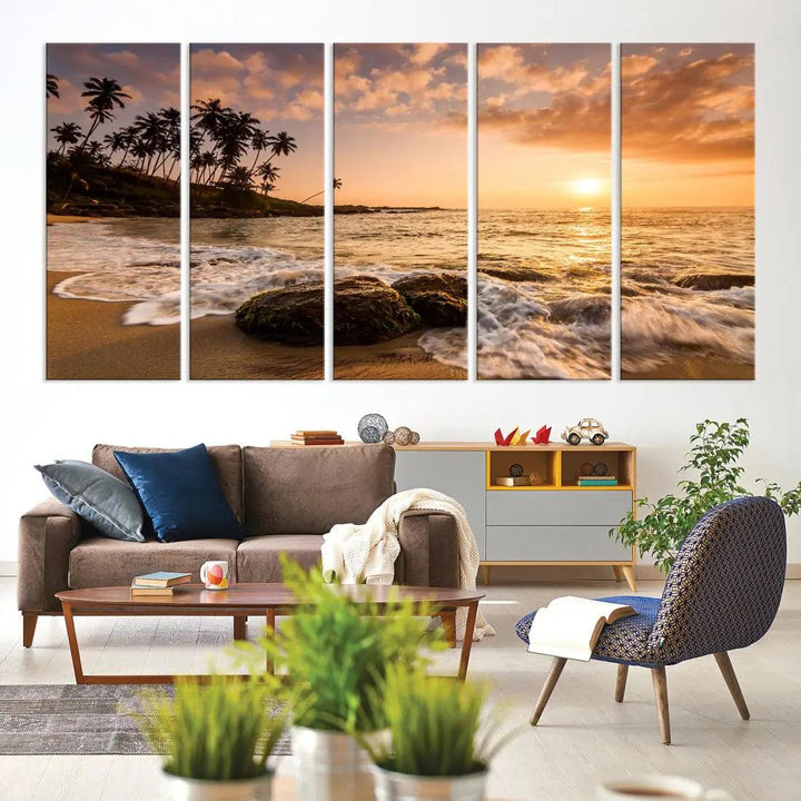 Tropical Island and Sunset Landscape Giclee Print Large Canvas Wall Art