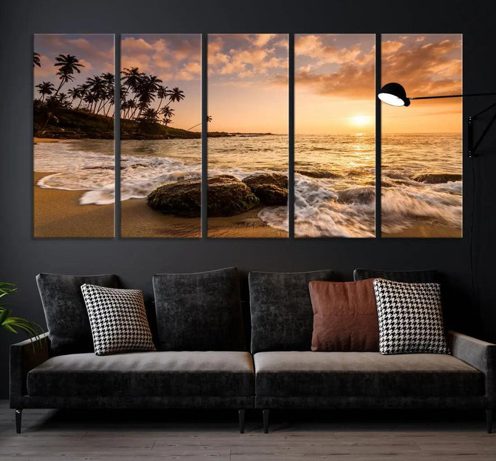 Tropical Island and Sunset Landscape Giclee Print Large Canvas Wall Art