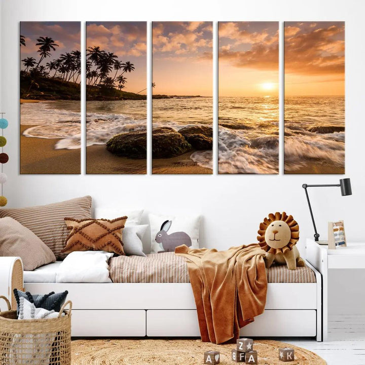 Tropical Island and Sunset Landscape Giclee Print Large Canvas Wall Art