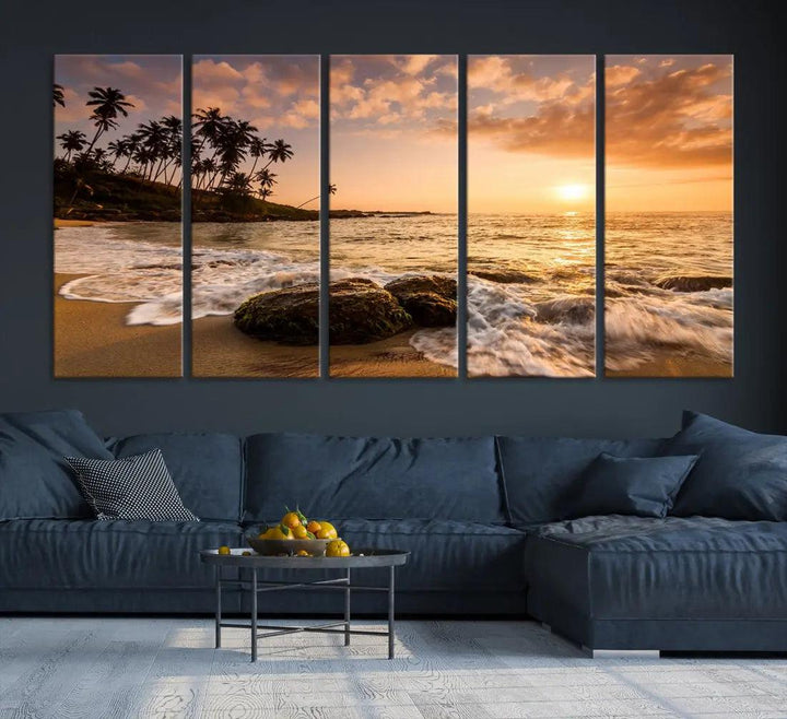 Tropical Island and Sunset Landscape Giclee Print Large Canvas Wall Art