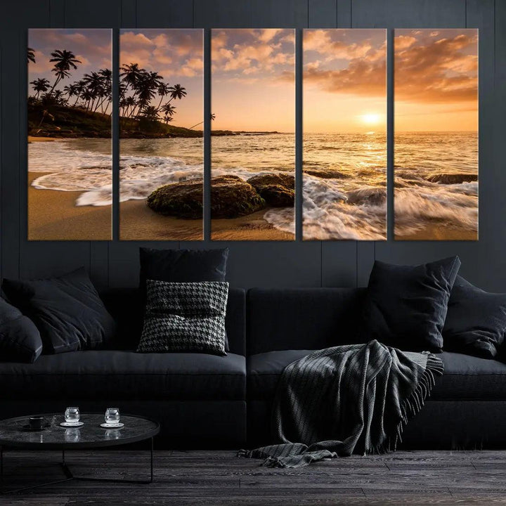 Tropical Island and Sunset Landscape Giclee Print Large Canvas Wall Art