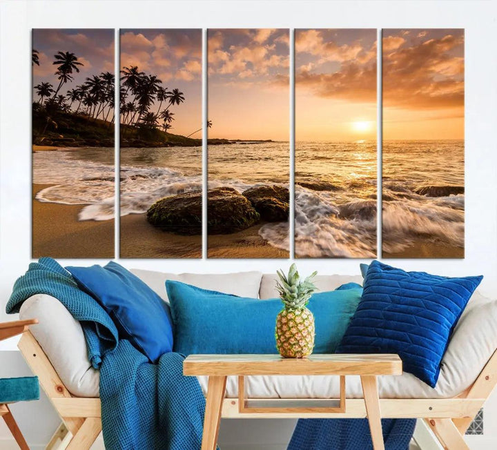 Tropical Island and Sunset Landscape Giclee Print Large Canvas Wall Art