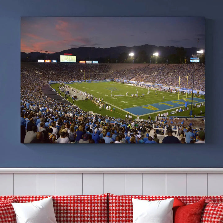 UCLA Bruins Football Team Print - Pasadena Rose Bowl Stadium Wall Art Canvas Print