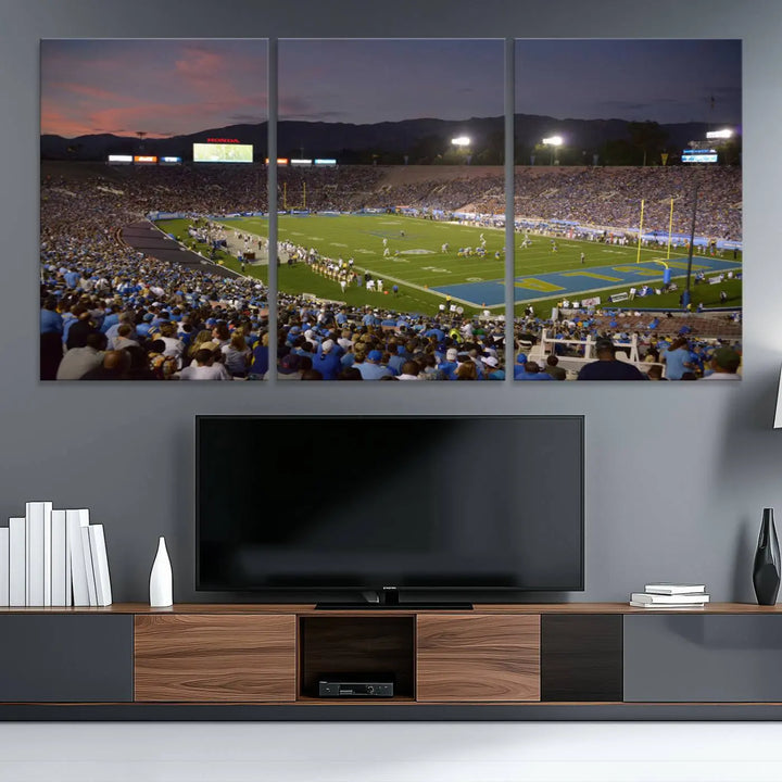 UCLA Bruins Football Team Print - Pasadena Rose Bowl Stadium Wall Art Canvas Print