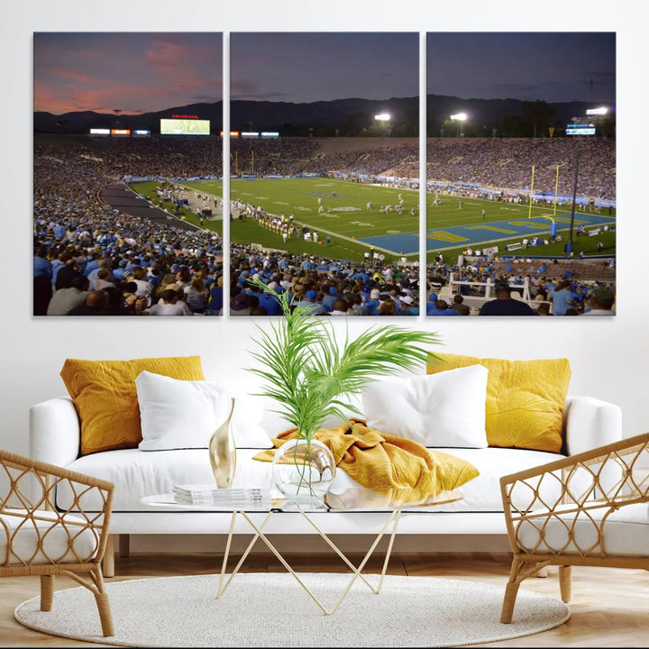 UCLA Bruins Football Team Print - Pasadena Rose Bowl Stadium Wall Art Canvas Print