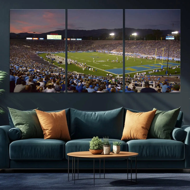 UCLA Bruins Football Team Print - Pasadena Rose Bowl Stadium Wall Art Canvas Print