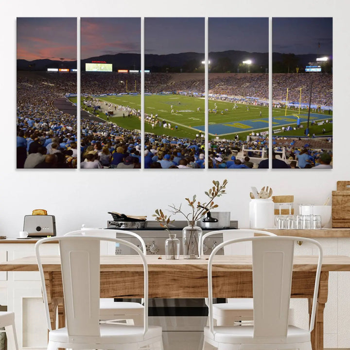 UCLA Bruins Football Team Print - Pasadena Rose Bowl Stadium Wall Art Canvas Print