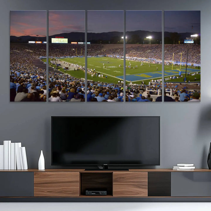 UCLA Bruins Football Team Print - Pasadena Rose Bowl Stadium Wall Art Canvas Print