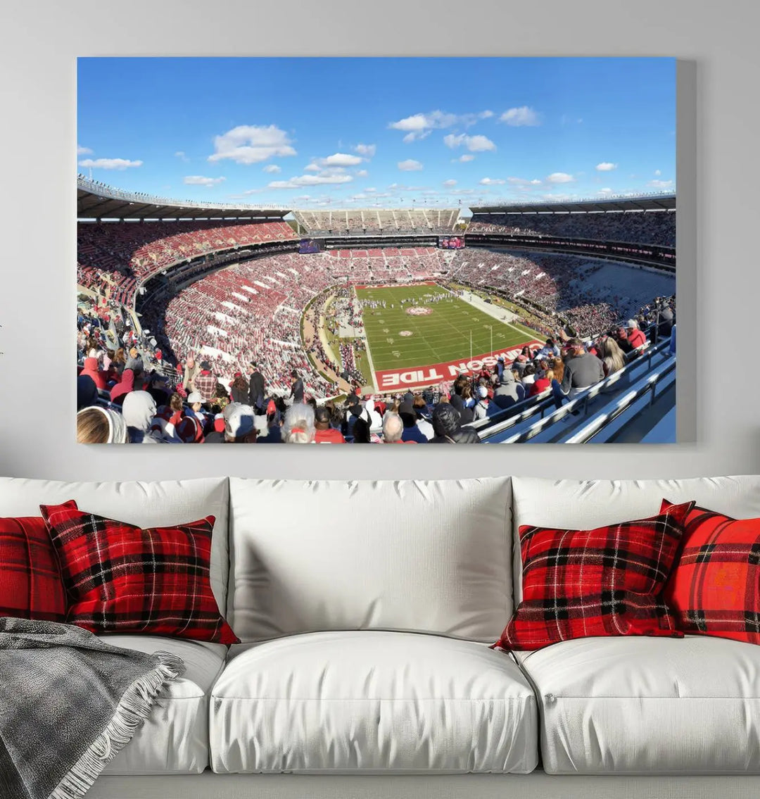 University of Alabama Crimson Tide Football Team Print - Tuscaloosa Bryant-Denny Stadium Wall Art Canvas Print