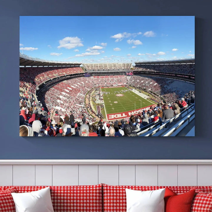 University of Alabama Crimson Tide Football Team Print - Tuscaloosa Bryant-Denny Stadium Wall Art Canvas Print