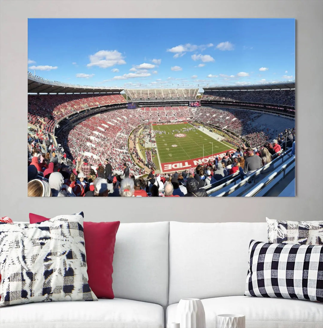 University of Alabama Crimson Tide Football Team Print - Tuscaloosa Bryant-Denny Stadium Wall Art Canvas Print