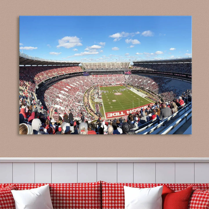 University of Alabama Crimson Tide Football Team Print - Tuscaloosa Bryant-Denny Stadium Wall Art Canvas Print