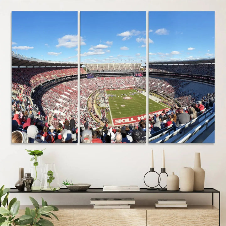 University of Alabama Crimson Tide Football Team Print - Tuscaloosa Bryant-Denny Stadium Wall Art Canvas Print