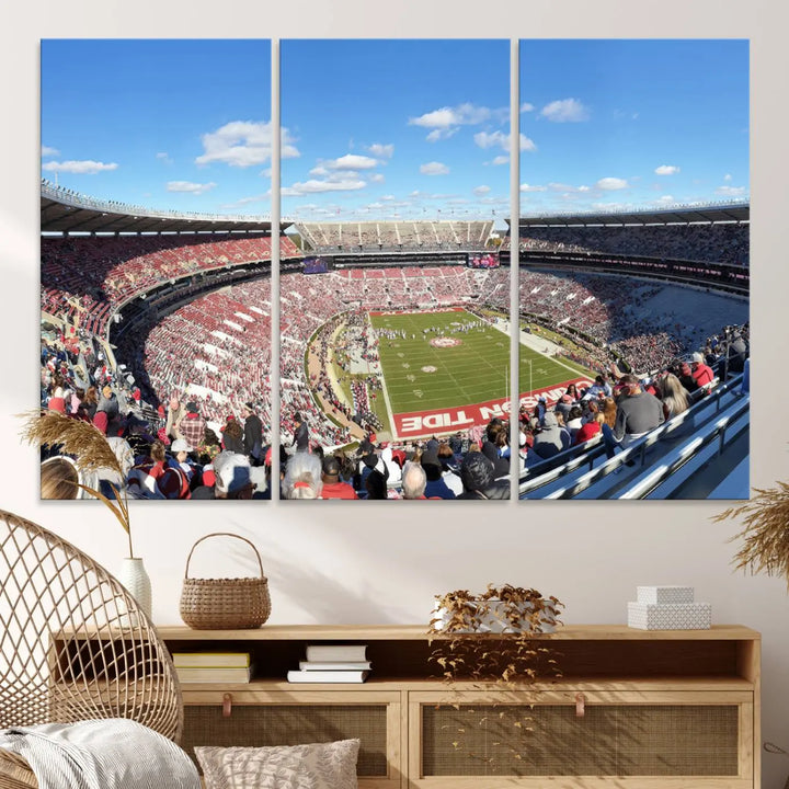 University of Alabama Crimson Tide Football Team Print - Tuscaloosa Bryant-Denny Stadium Wall Art Canvas Print