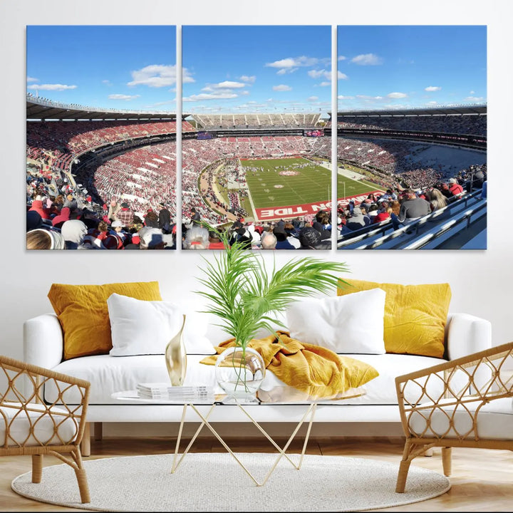 University of Alabama Crimson Tide Football Team Print - Tuscaloosa Bryant-Denny Stadium Wall Art Canvas Print