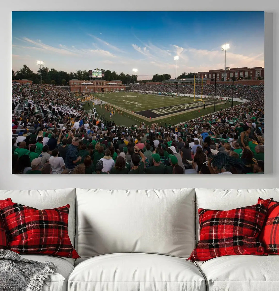 University of Charlotte 49ers Football Team Print - Charlotte Jerry Richardson Stadium Wall Art Canvas Print