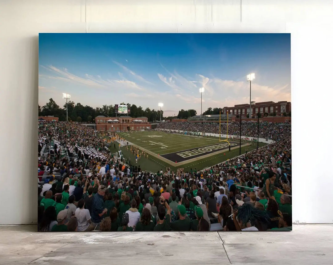 University of Charlotte 49ers Football Team Print - Charlotte Jerry Richardson Stadium Wall Art Canvas Print