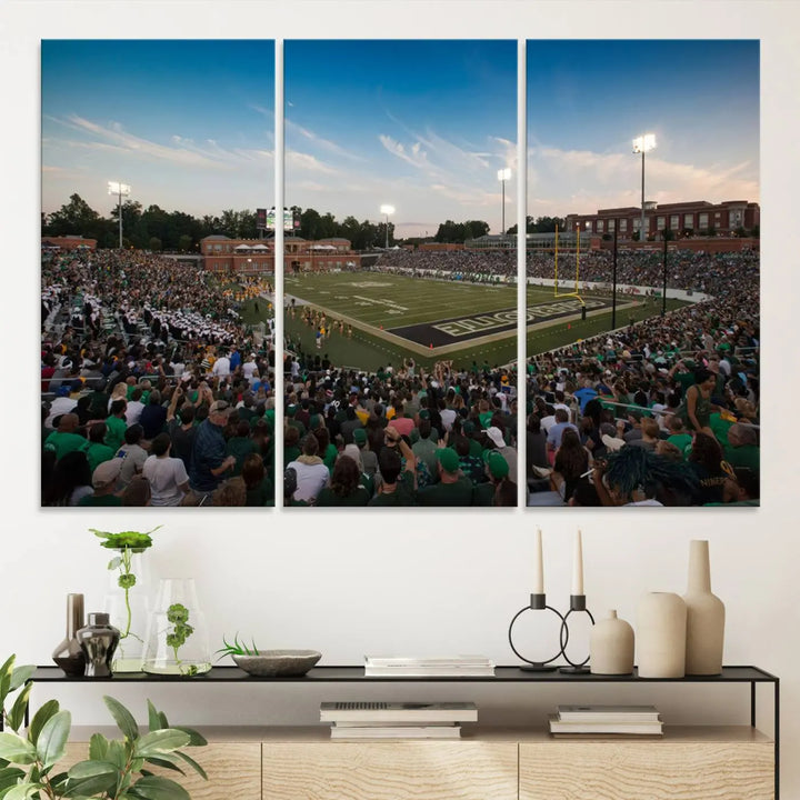 University of Charlotte 49ers Football Team Print - Charlotte Jerry Richardson Stadium Wall Art Canvas Print