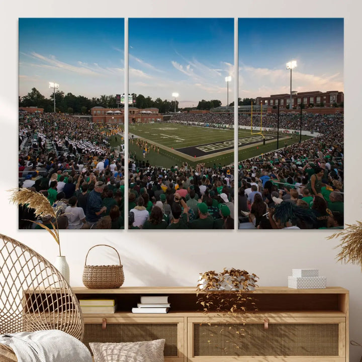 University of Charlotte 49ers Football Team Print - Charlotte Jerry Richardson Stadium Wall Art Canvas Print