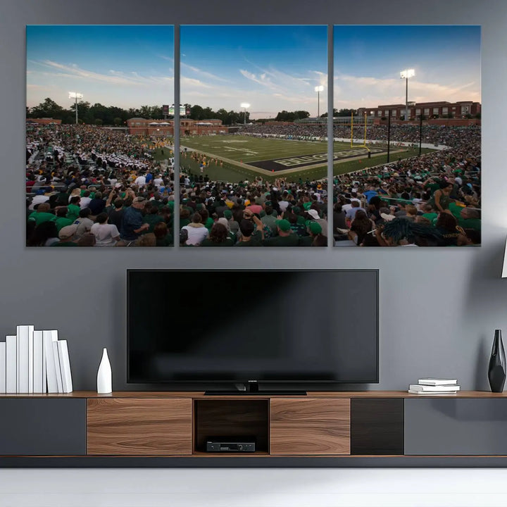 University of Charlotte 49ers Football Team Print - Charlotte Jerry Richardson Stadium Wall Art Canvas Print