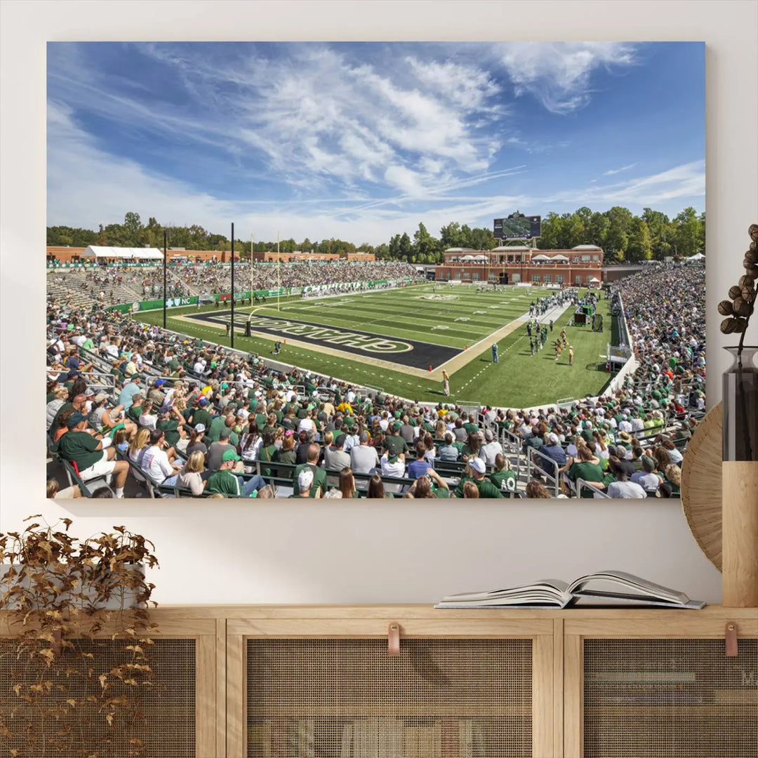 University of Charlotte 49ers Football Team Print - Charlotte Jerry Richardson Stadium Wall Art Canvas Print