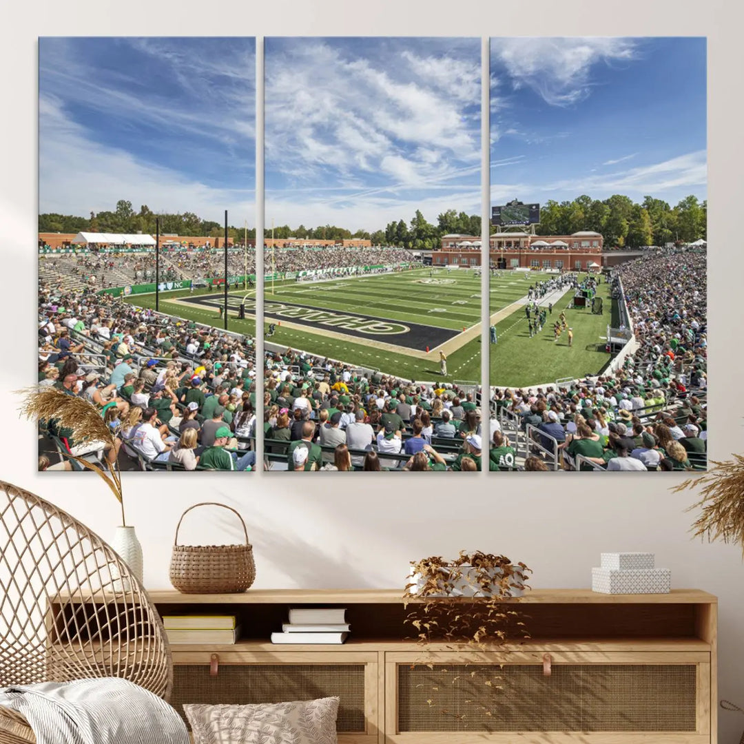 University of Charlotte 49ers Football Team Print - Charlotte Jerry Richardson Stadium Wall Art Canvas Print