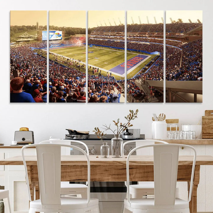 University of Kansas Jayhawks Football Team Print - Lawrence Kansas Memorial Stadium Wall Art Canvas Print