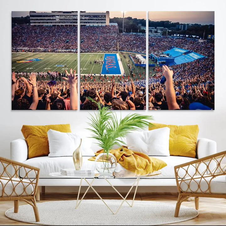 University of Kansas Jayhawks Football Team Print - Lawrence Kansas Memorial Stadium Wall Art Canvas Print