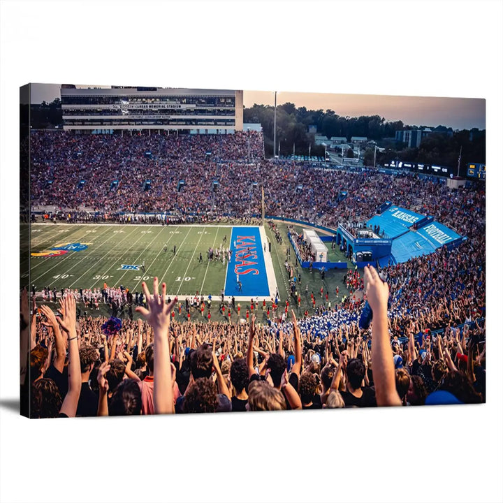 University of Kansas Jayhawks Football Team Print - Lawrence Kansas Memorial Stadium Wall Art Canvas Print