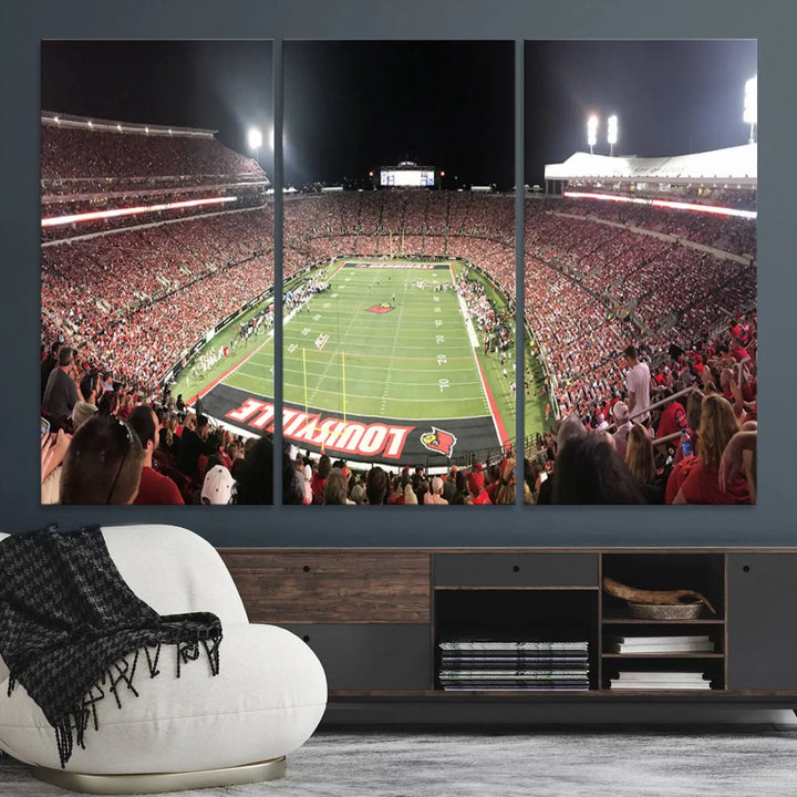 University of Louisville Cardinals Football Team Print - Louisville Cardinal Stadium Wall Art Canvas Print