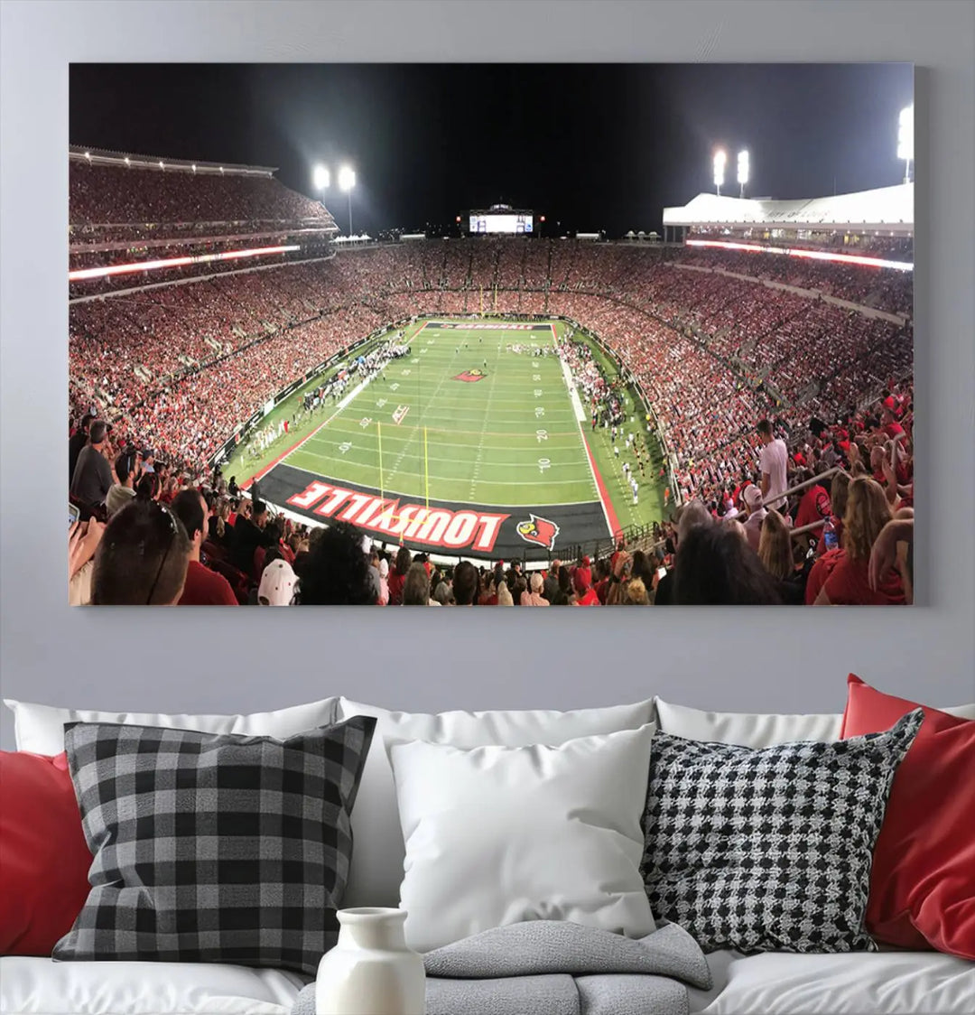 University of Louisville Cardinals Football Team Print - Louisville Cardinal Stadium Wall Art Canvas Print