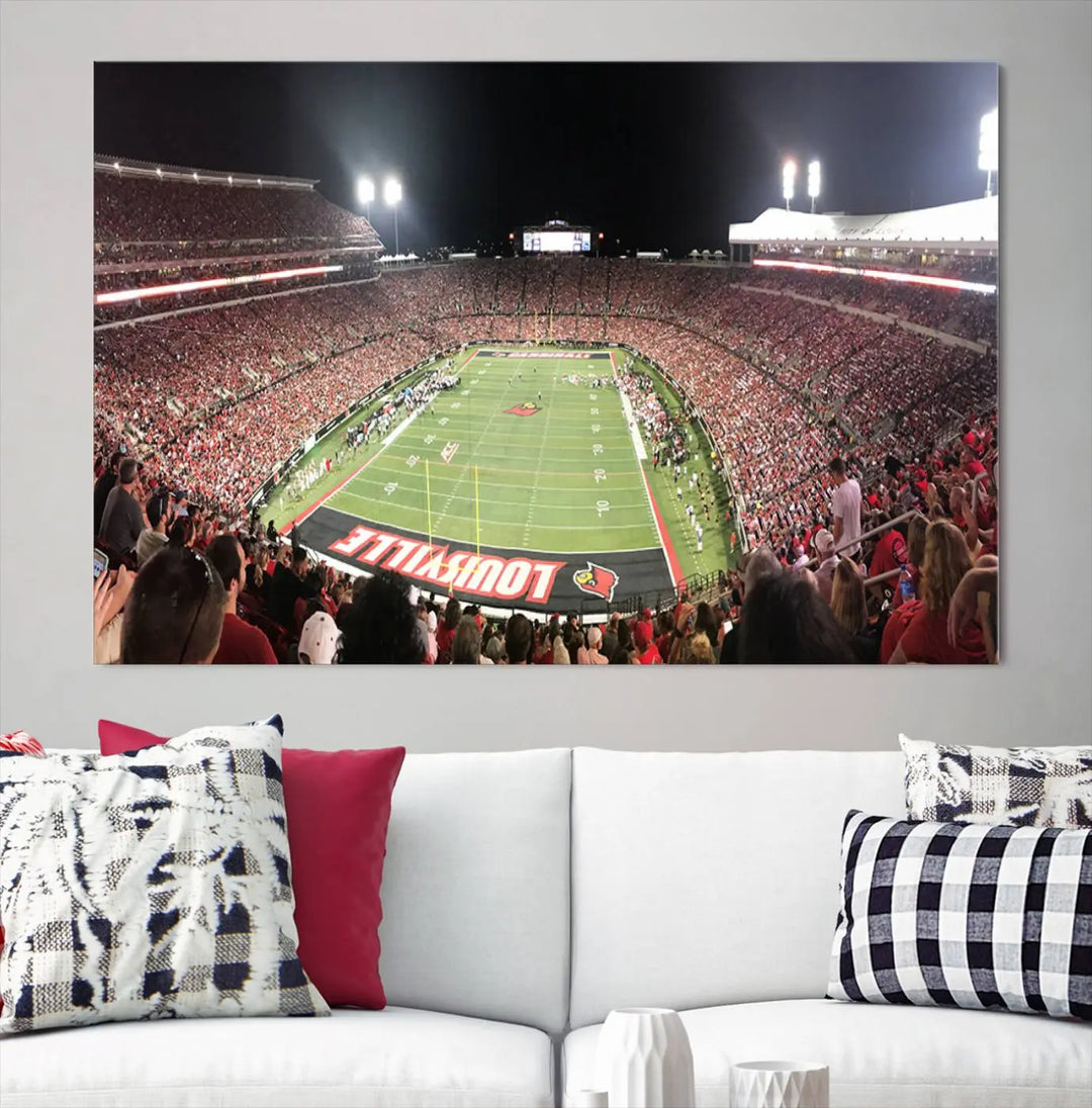 University of Louisville Cardinals Football Team Print - Louisville Cardinal Stadium Wall Art Canvas Print