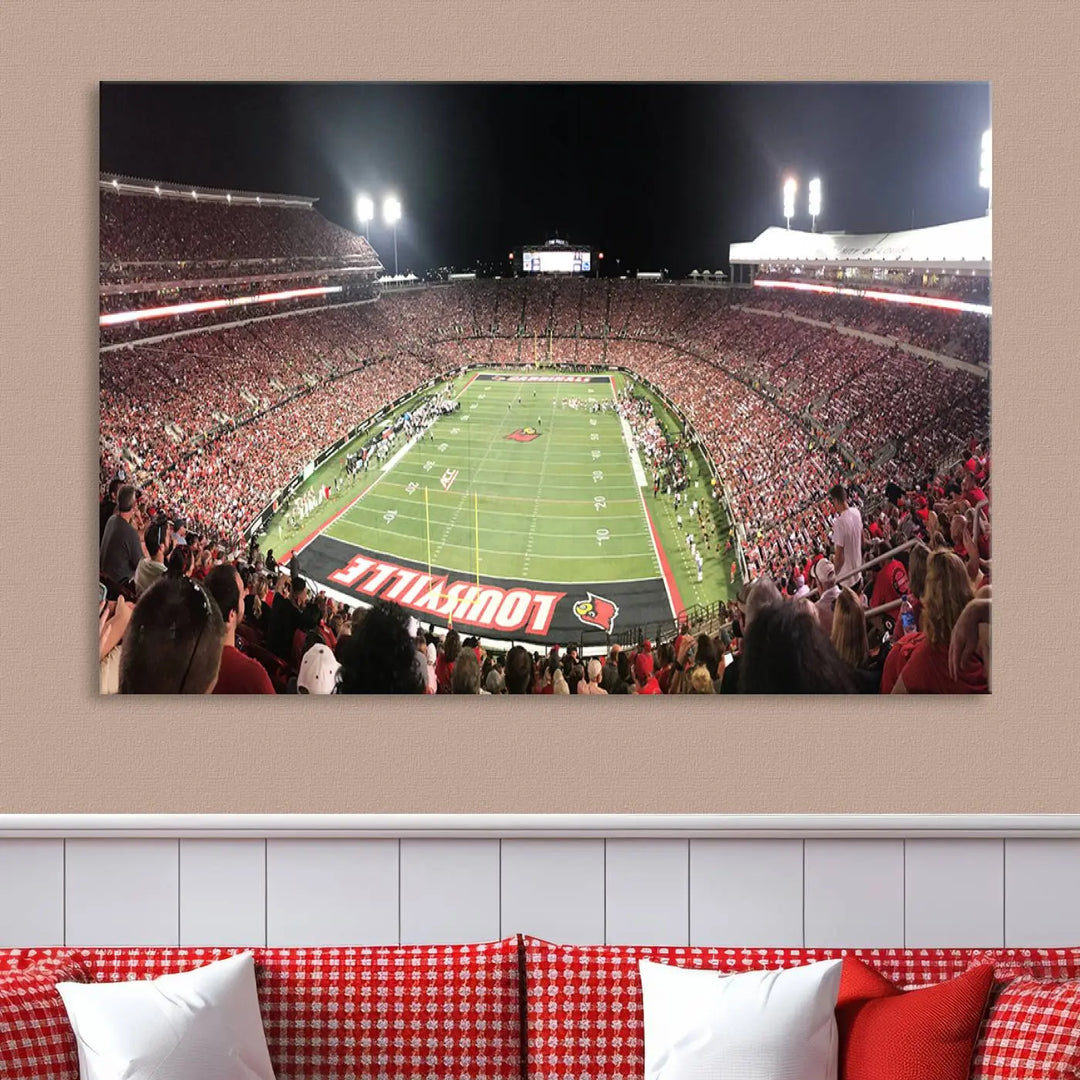 University of Louisville Cardinals Football Team Print - Louisville Cardinal Stadium Wall Art Canvas Print