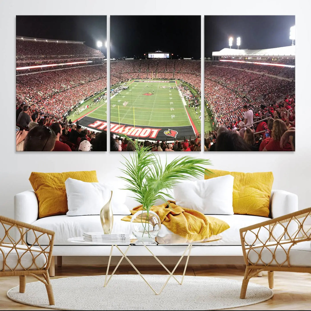 University of Louisville Cardinals Football Team Print - Louisville Cardinal Stadium Wall Art Canvas Print