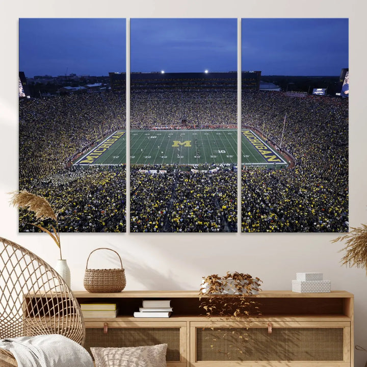 University of Michigan Wolverines Football Team Print - Ann Arbor Michigan Stadium Wall Art Canvas Print