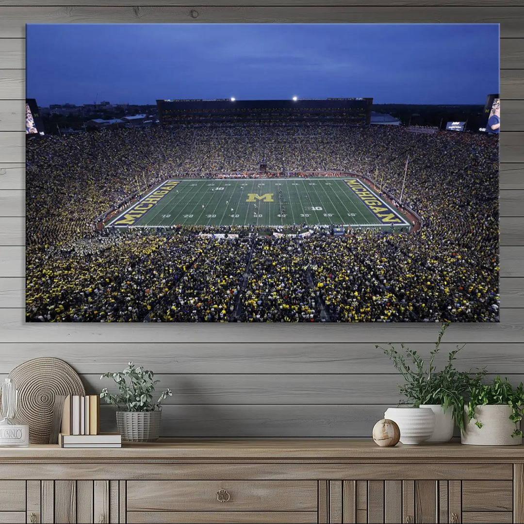 University of Michigan Wolverines Football Team Print - Ann Arbor Michigan Stadium Wall Art Canvas Print