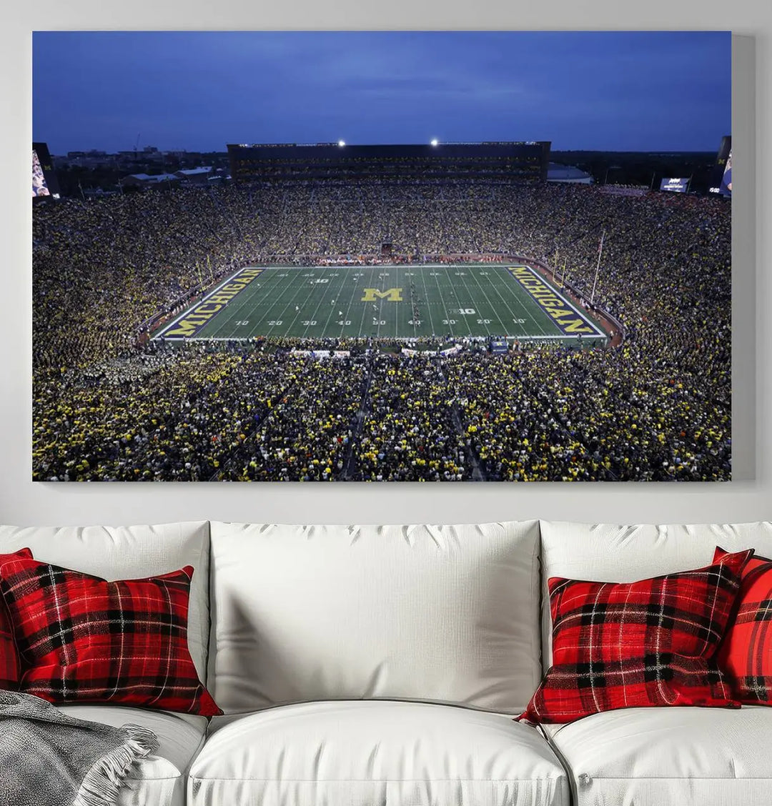 University of Michigan Wolverines Football Team Print - Ann Arbor Michigan Stadium Wall Art Canvas Print