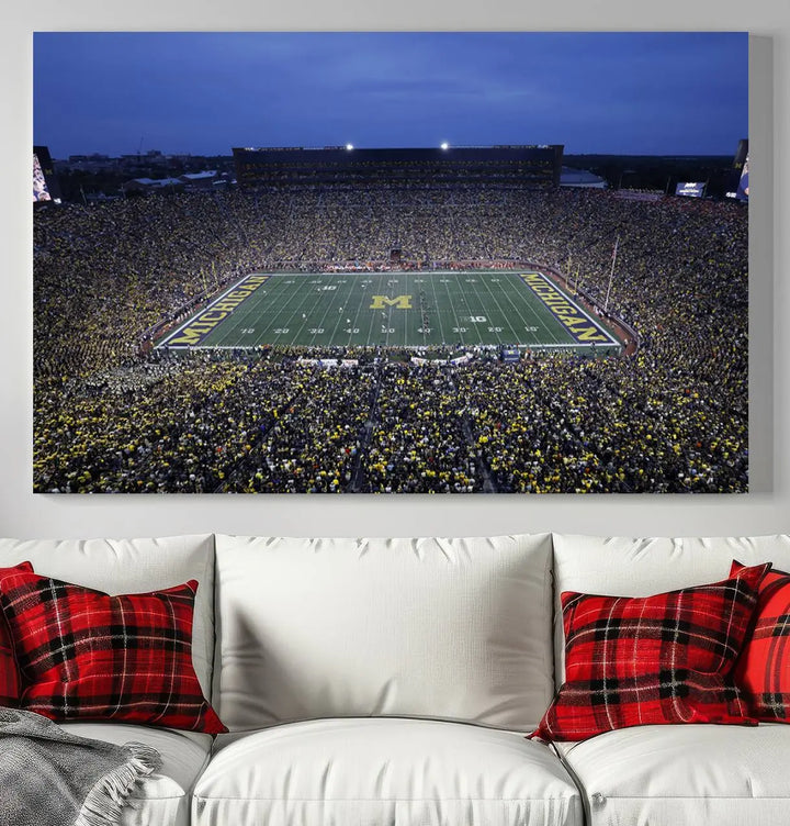 University of Michigan Wolverines Football Team Print - Ann Arbor Michigan Stadium Wall Art Canvas Print