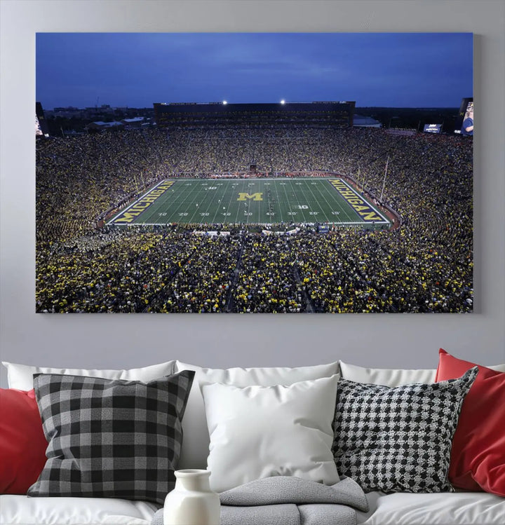 University of Michigan Wolverines Football Team Print - Ann Arbor Michigan Stadium Wall Art Canvas Print