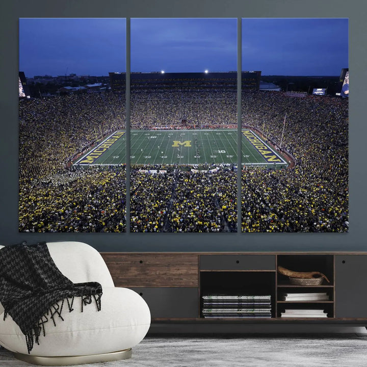 University of Michigan Wolverines Football Team Print - Ann Arbor Michigan Stadium Wall Art Canvas Print